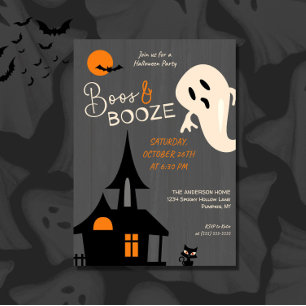 Spooky Boos & Booze Halloween-Party Einladung