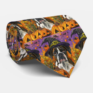 Spooky Boxer Halloween Hexe und Kürbis Krawatte