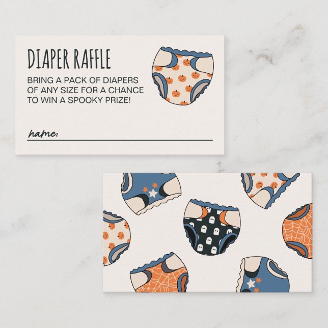 Spooky Boy Halloween Baby Duschdusche Windeln Raff Begleitkarte (Vorne/Hinten)