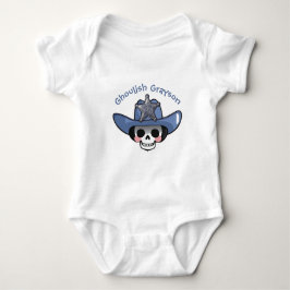 Spooky Boy Halloween, Skeleton Cowboy Bodysuit Baby Strampler