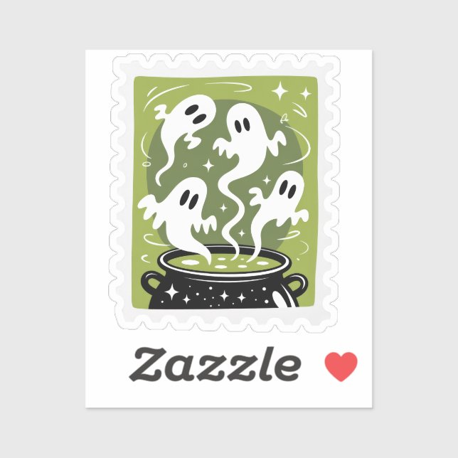 Spooky Brew Ghosts Halloween Postage Stamp Aufkleber (Blatt)