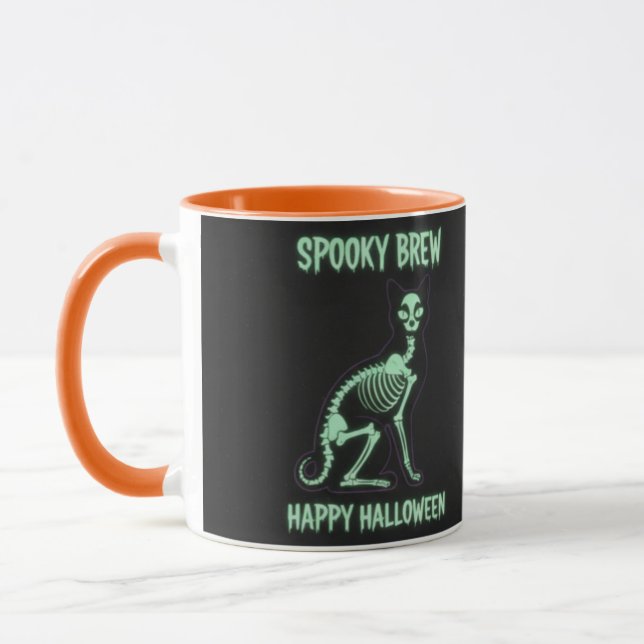 SPOOKY BREW Skeleton Cat Mug Tasse (Links)
