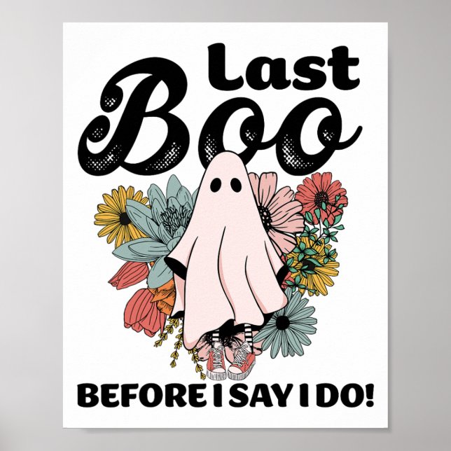 Spooky Bride Floral Ghost Wedding Bachelorette Hal Poster (Vorne)