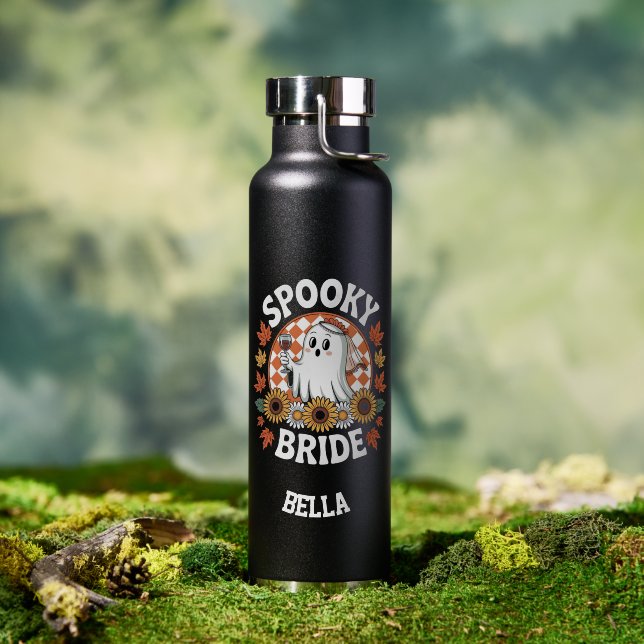 Spooky Bride Ghost Halloween Personalisiert Trinkflasche (Außenbereich (gedreht))