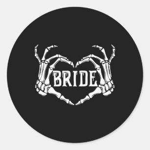 Spooky Bride Skeleton Hands Halloween Verlobung W Runder Aufkleber