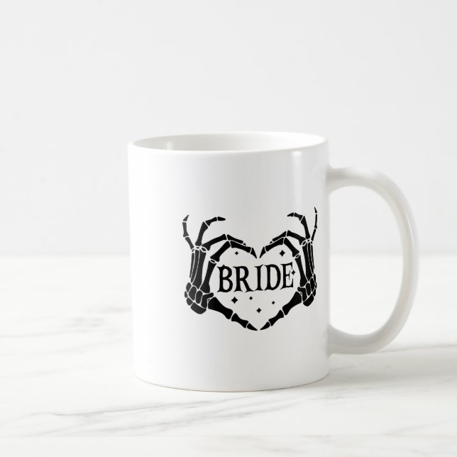Spooky Bride Skeleton Hands Verlobung Wedding Hal Kaffeetasse (Rechts)