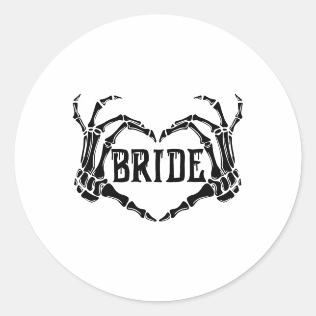 Spooky Bride Skeleton Hands Verlobung Wedding Hal Runder Aufkleber (Vorderseite)