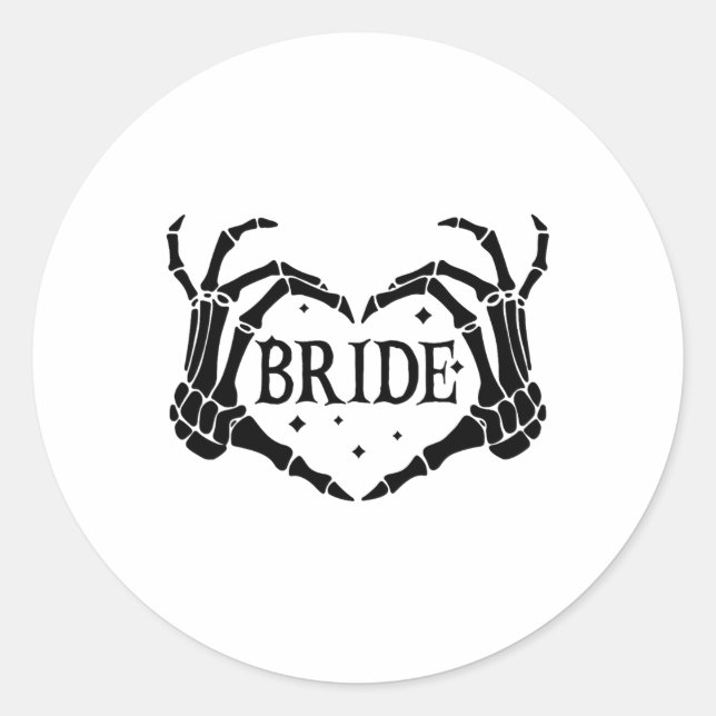Spooky Bride Skeleton Hands Verlobung Wedding Hal Runder Aufkleber (Vorderseite)