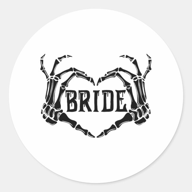 Spooky Bride Skeleton Hands Verlobung Wedding Hal Runder Aufkleber (Vorderseite)