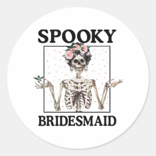 Spooky Bridesmaid Bride Skeleton Halloween Bachelo Runder Aufkleber