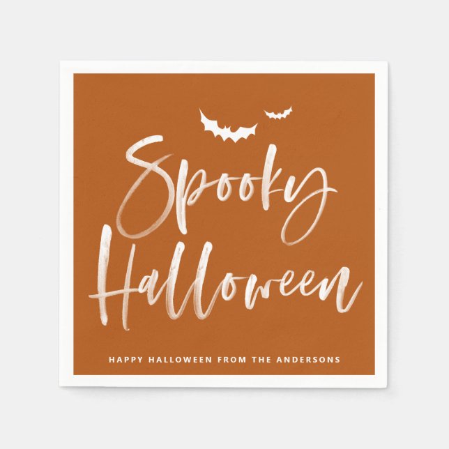Spooky Brush Lettering Orange Halloween Serviette (Vorderseite)