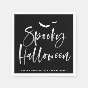 Spooky Brush Letters Black Halloween-Party Serviette