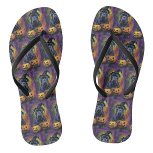 Spooky Bullmastiff Hund Halloween Hexe und Pumpkin Flip Flops