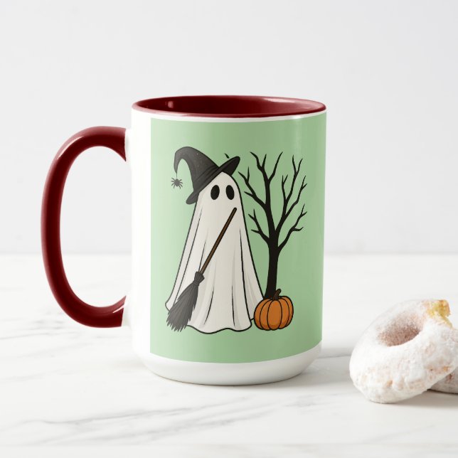 Spooky But Adorable | Cute Ghost Halloween Mug Tasse (Mit Donut)