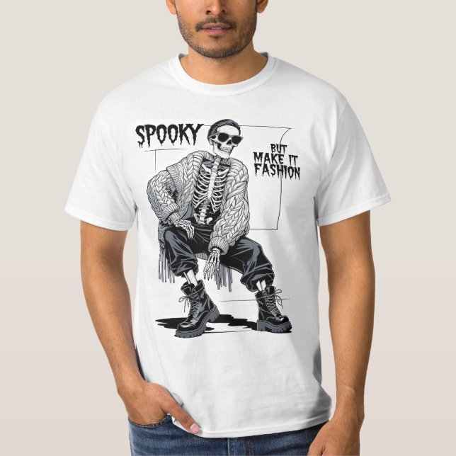Spooky But Make It Fashion Funny Skeleton T-Shirt (Vorderseite)