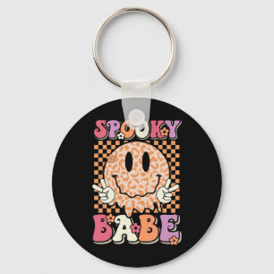 Spooky Bybe Groovy Halloween Leopard Smile Face Ch Schlüsselanhänger