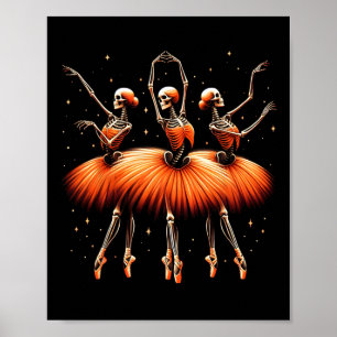 Spooky Byllerina Skeleton Dance Funny Halloween By Poster