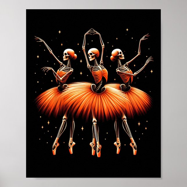 Spooky Byllerina Skeleton Dance Funny Halloween By Poster (Vorne)