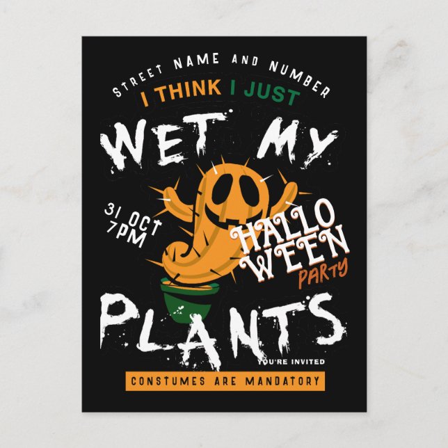 Spooky Cactus Pumpkin Halloween-Party Einladung Postkarte (Vorderseite)
