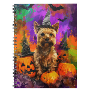 Spooky Cairn Terrier Dog Halloween Hexenkürbis Notizblock
