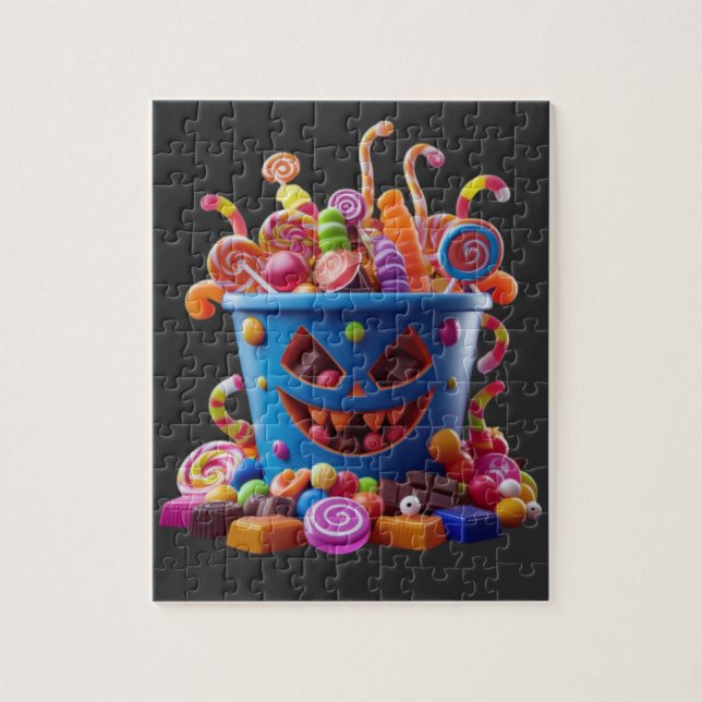 Spooky Candy Bucket - Halloween-Leckereien Puzzle (Vertikal)