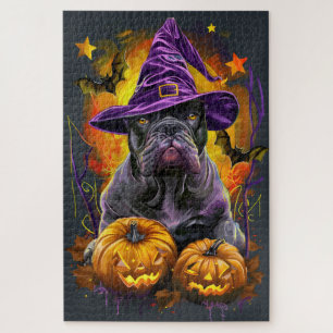 Spooky Cane Corso Hund Halloween Hexe und Pumpkin Puzzle