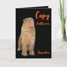 Spooky Capybara Pun Illustration Halloween Karte