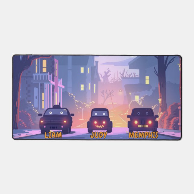 Spooky Cars auf der Straße Schreibtischunterlage (Vorderseite)