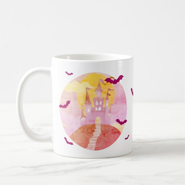 Spooky Castle auf Hill Bats Halloween Kaffeetasse (Links)