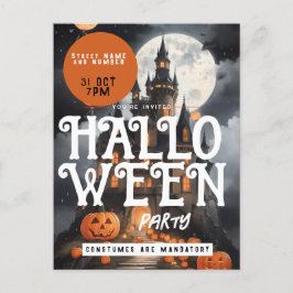 Spooky Castle Clouds Halloween-Party Einladung Postkarte