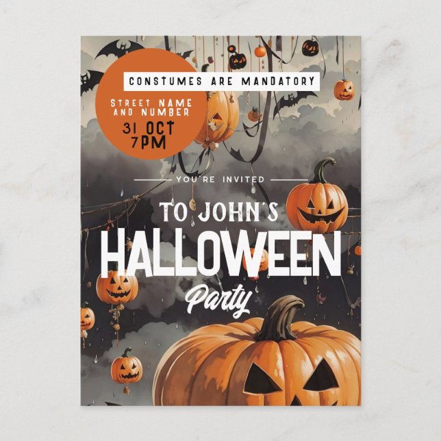 Spooky Castle Halloween-Party Einladung Postkarte (Vorderseite)