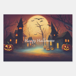Spooky Castle Moonlit Halloween Geschenkpapier Set