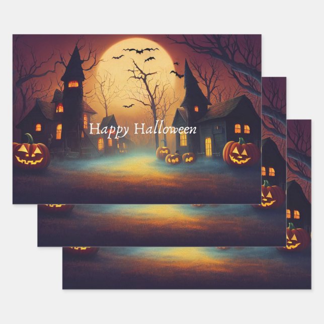 Spooky Castle Moonlit Halloween Geschenkpapier Set (Set)