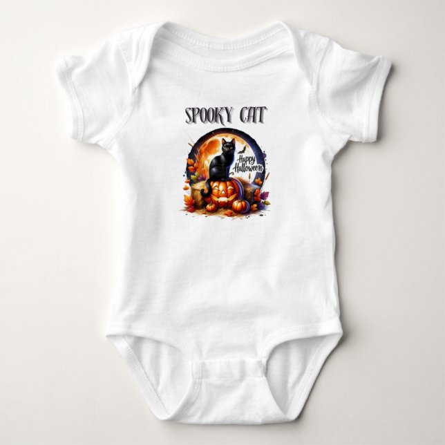 Spooky Cat Baby Bodysuit - Perfekt Strampler (Vorderseite)