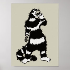 Spooky Cat Creature Skelett Handschädel Maske Poster