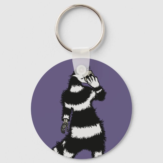 Spooky Cat Creature Skelett Handschädel Maske Schlüsselanhänger (Vorderseite)