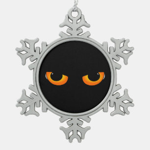 Spooky Cat Eyes Schneeflocken Zinn-Ornament