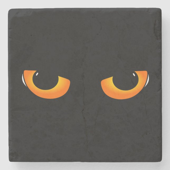 Spooky Cat Eyes Steinuntersetzer (Vorderseite)