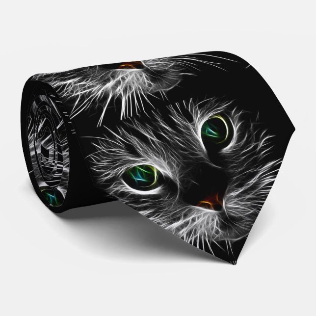 Spooky Cat Feline Soul Spirit Animal Krawatte (Gerollt)