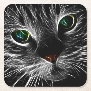 Spooky Cat Feline Soul Spirit Animal Party Unterse Rechteckiger Pappuntersetzer