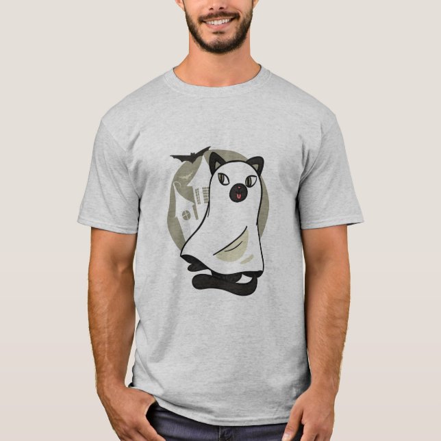 Spooky Cat Ghost T-Shirt (Vorderseite)