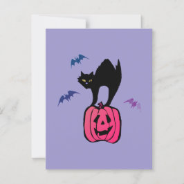 Spooky Cat Halloween Pumpkin Pop Art Postkarte
