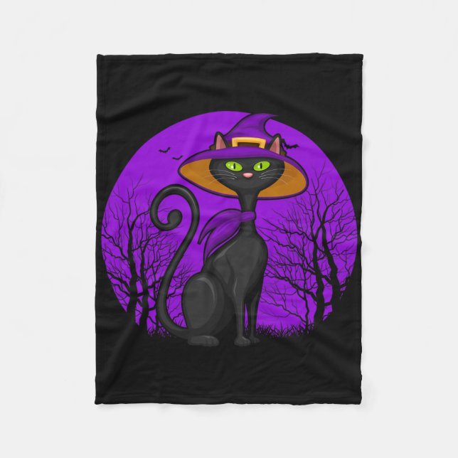 Spooky Cat Lover Halloween Black Kitten Niedlich C Fleecedecke (Vorderseite)