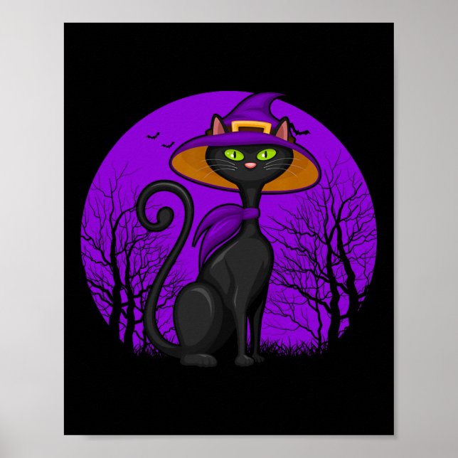 Spooky Cat Lover Halloween Black Kitten Niedlich C Poster (Vorne)
