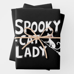 Spooky Cat Mama Spooky Cat Lady Halloween Cat Mama Geschenkpapier Set