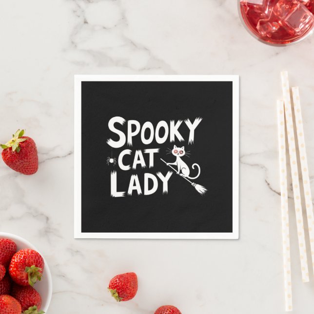 Spooky Cat Mama Spooky Cat Lady Halloween Cat Mama Serviette (Beispiel)