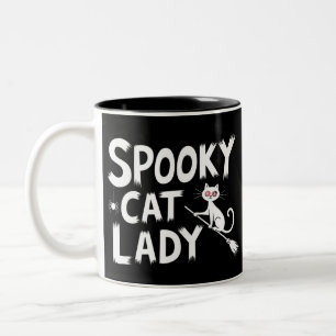 Spooky Cat Mama Spooky Cat Lady Halloween Cat Mama Zweifarbige Tasse