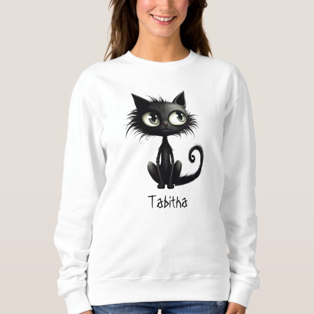 Spooky Cat Personalisiert Halloween Sweatshirt (Vorderseite)