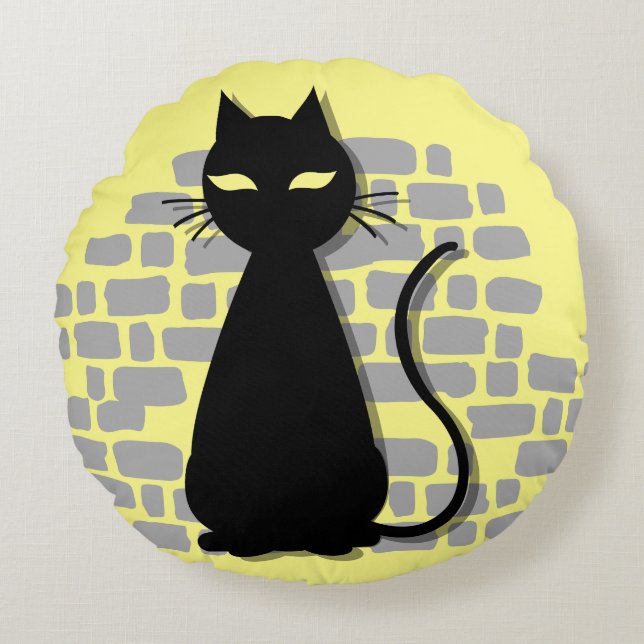 Spooky cat pillow rundes kissen (Vorderseite)
