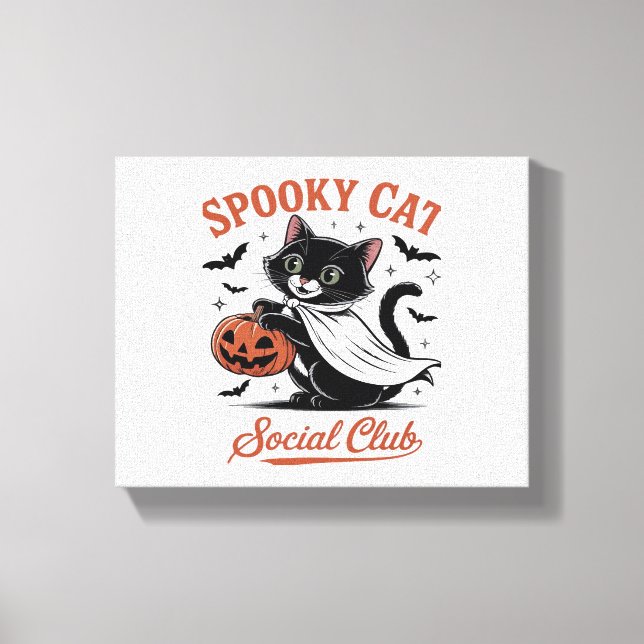 Spooky Cat Social Club PNG - Niedlich Kitten Class Leinwanddruck (Vorderseite)